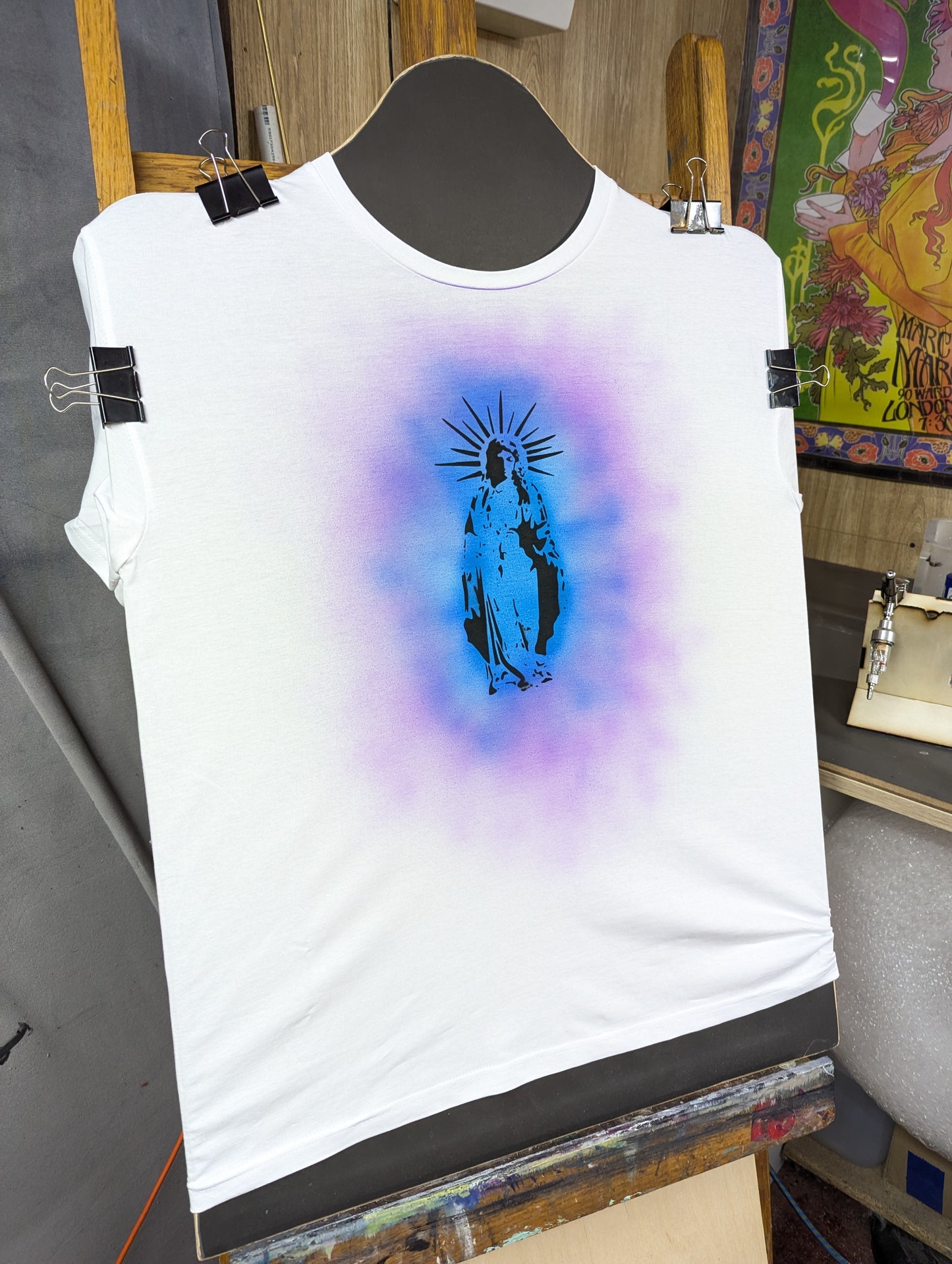 Hand-Painted Oldschool Airbrush T-Shirt | Custom Unisex Retro Art Tee | Unique Streetwear Design Jesus