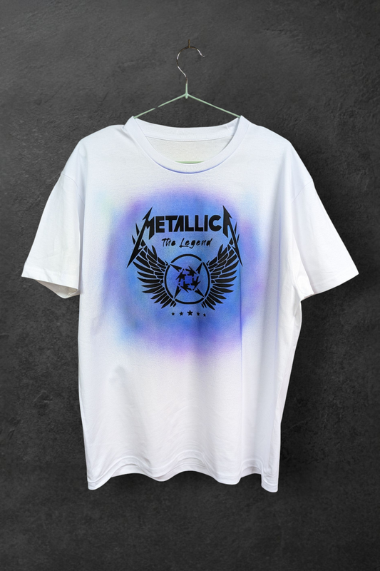 Hand-Painted Oldschool Airbrush Metallica T-Shirt | Custom Unisex Retro Art Tee | Unique Streetwear Design