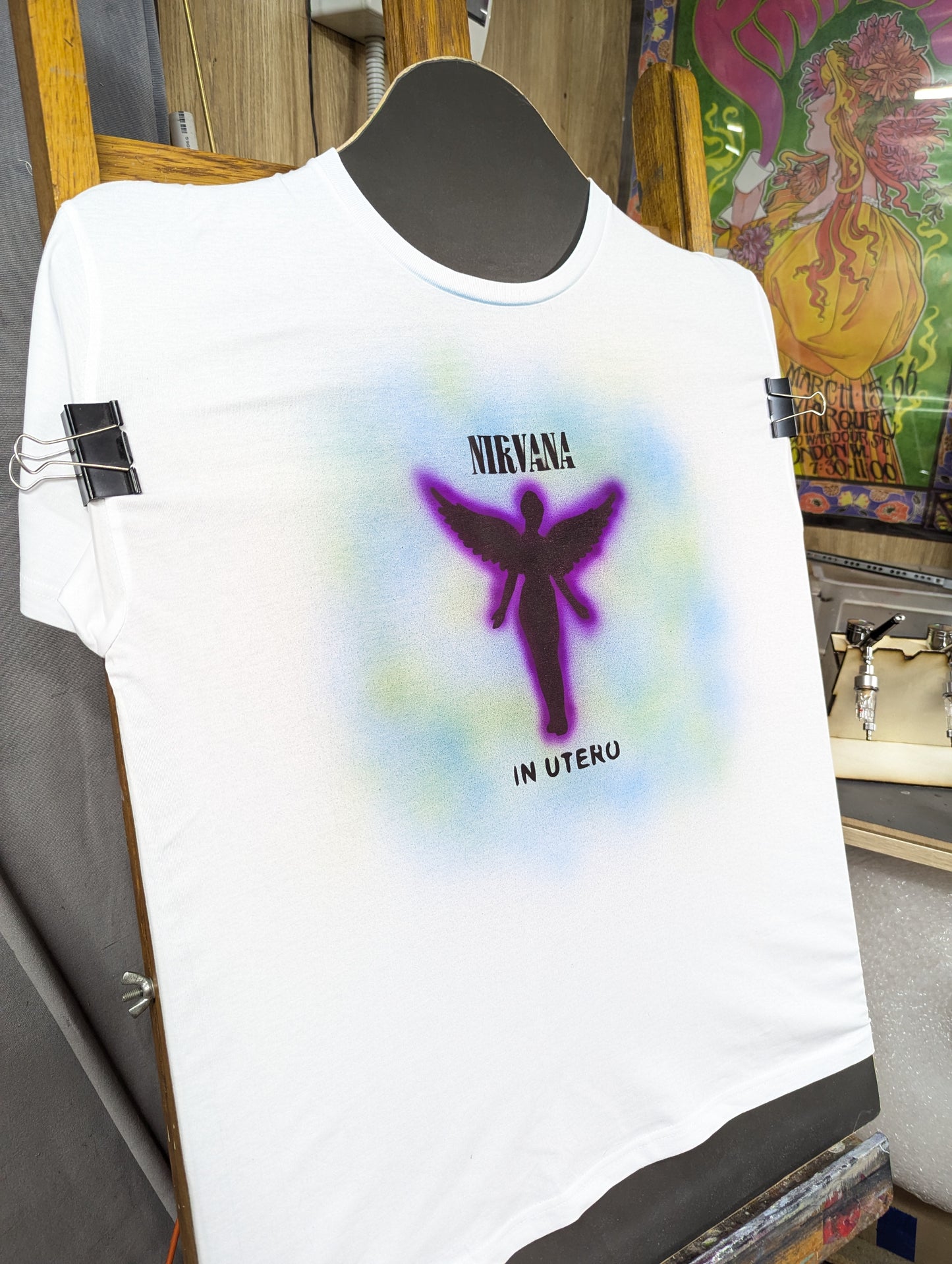 Hand-Painted Oldschool Airbrush Tee | Nirvana Tee Grunge | Gothic | Unique Streetwear Design
