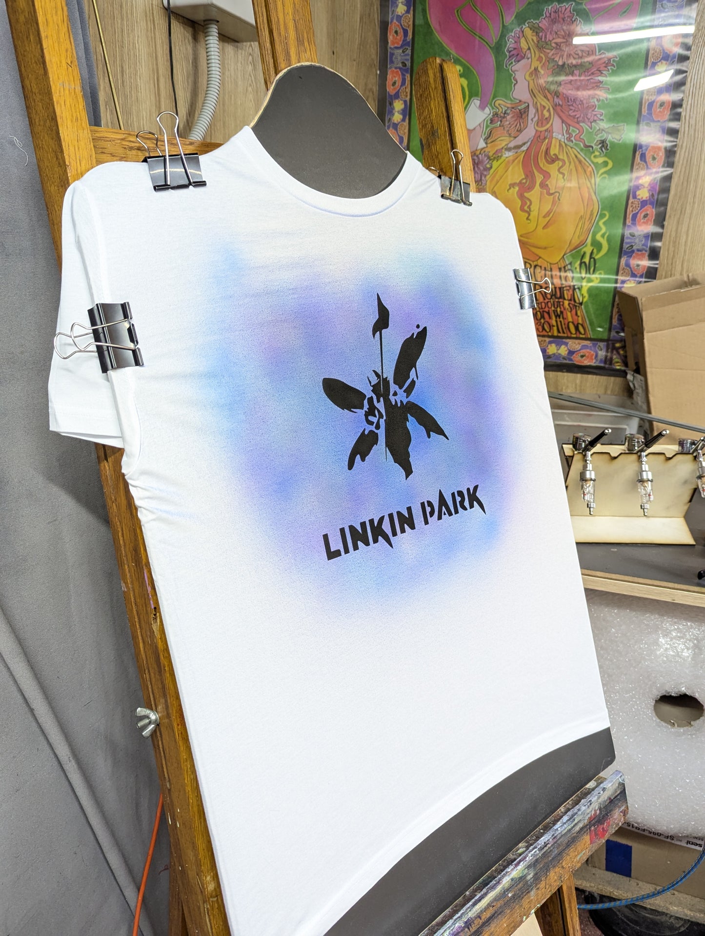 Hand-Painted Oldschool Airbrush Tee | Linkin Park T-shirt Grunge | Gothic | Unique Streetwear Design