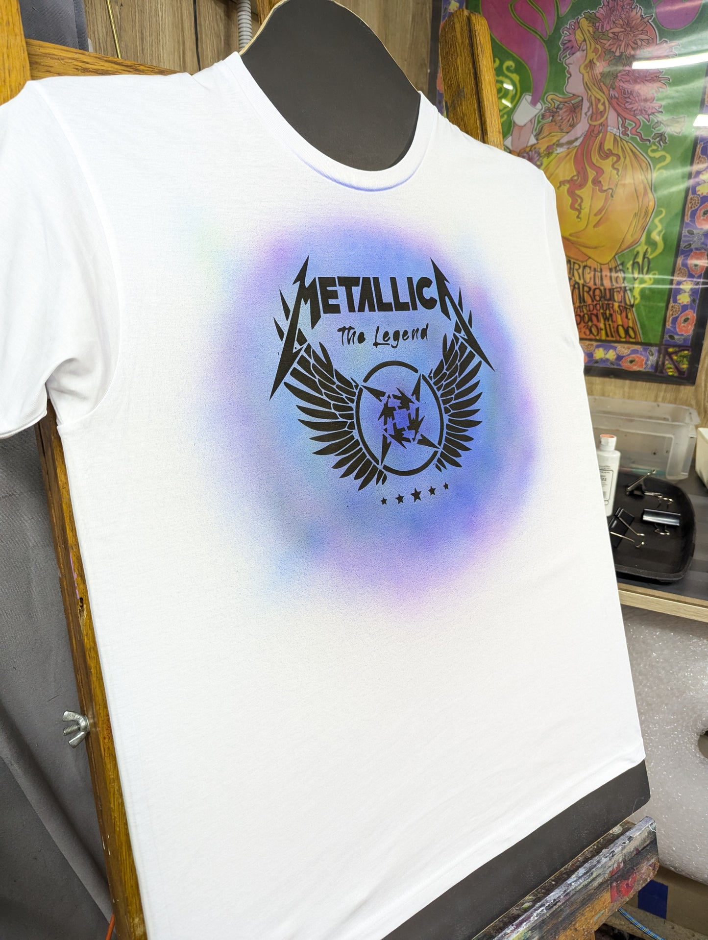 Hand-Painted Oldschool Airbrush Metallica T-Shirt | Custom Unisex Retro Art Tee | Unique Streetwear Design