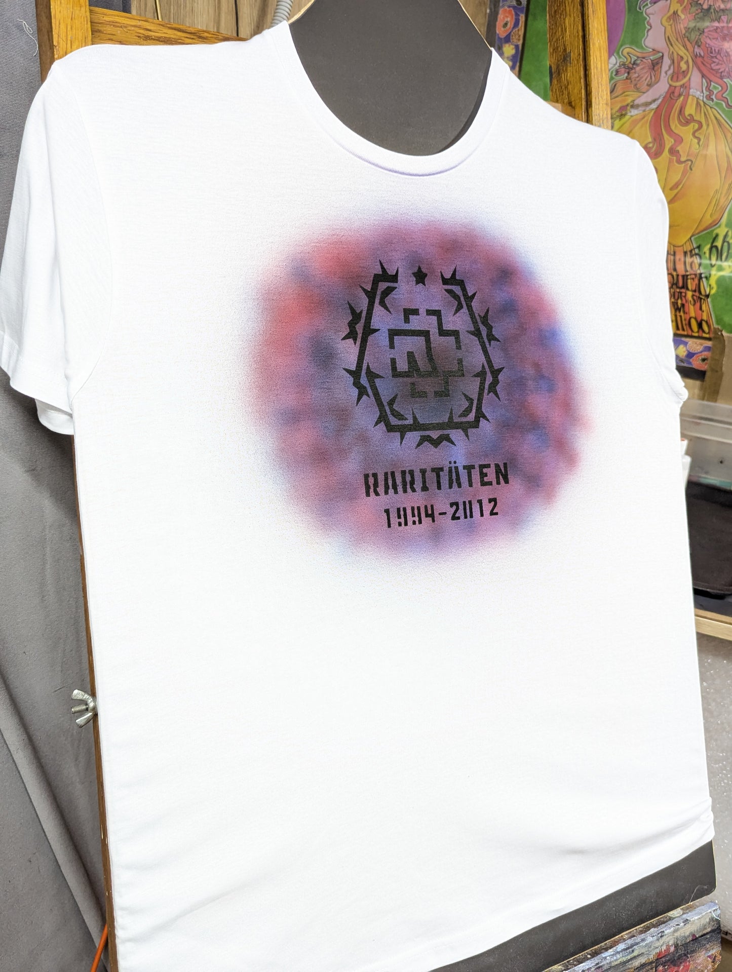 Hand-Painted Oldschool Airbrush Rammstein T-Shirt | Custom Unisex Retro Art Tee | Unique Streetwear Design
