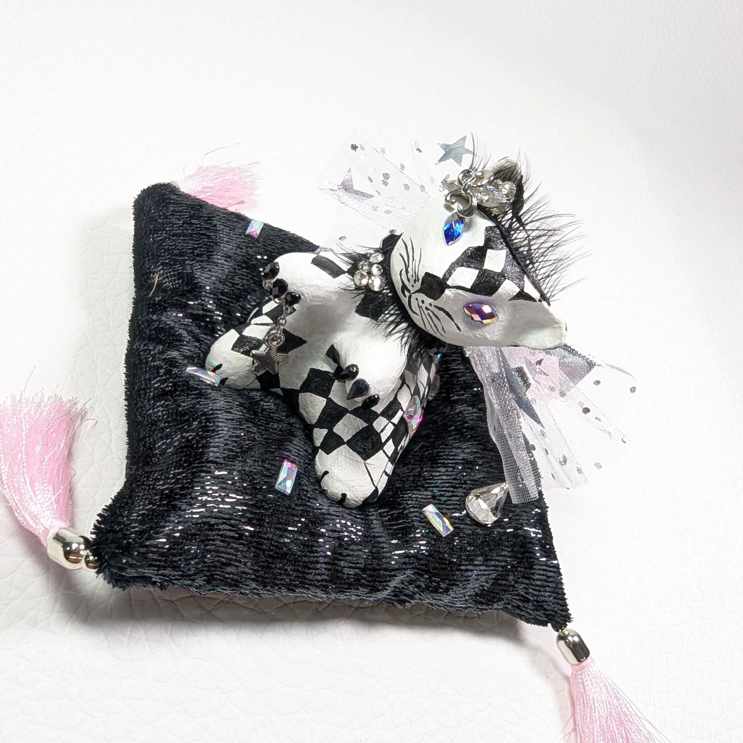 Cat Figure Hand Painted Sculpture