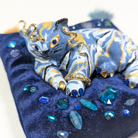 Cat Figure Hand Painted Sculpture