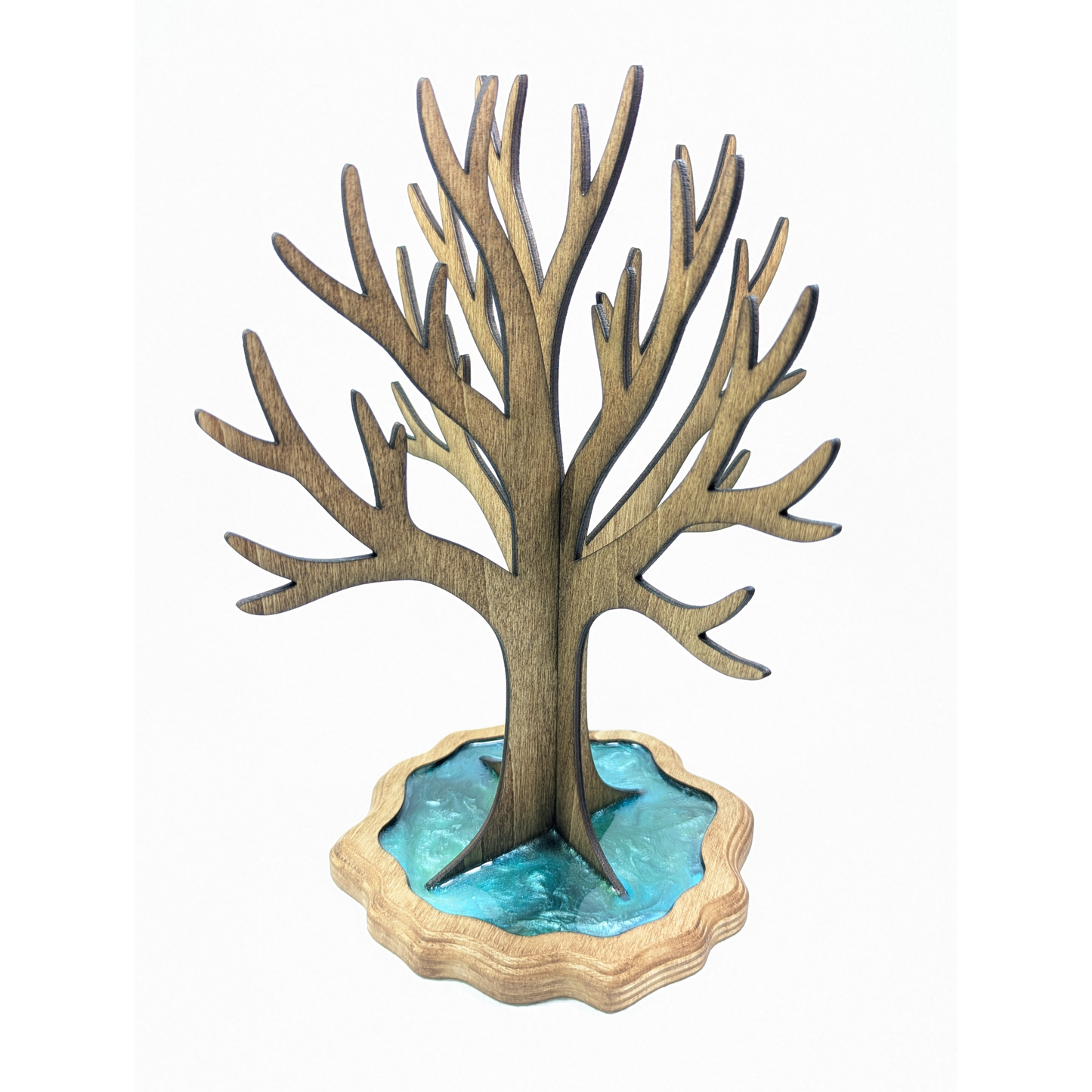 Handmade Wood Epoxy Jewelry Stand
