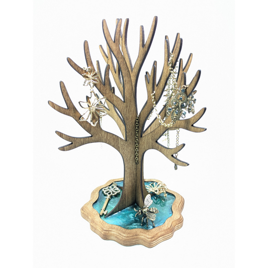 Handmade Wood Epoxy Jewelry Stand