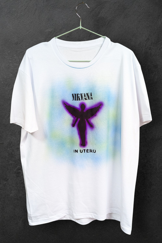 Hand-Painted Oldschool Airbrush Tee | Nirvana Tee Grunge | Gothic | Unique Streetwear Design