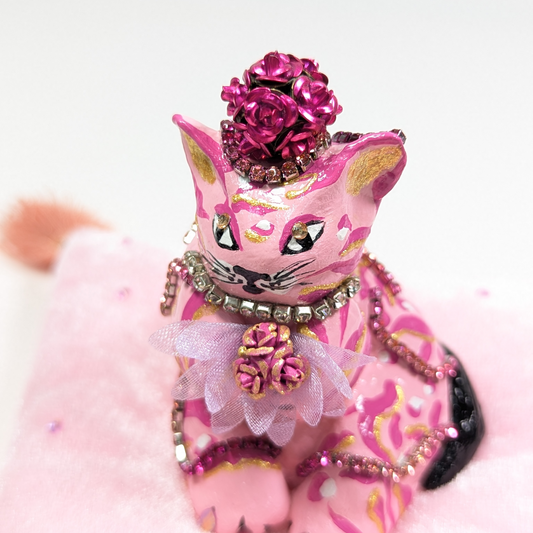 Cat Figure Hand Painted Sculpture