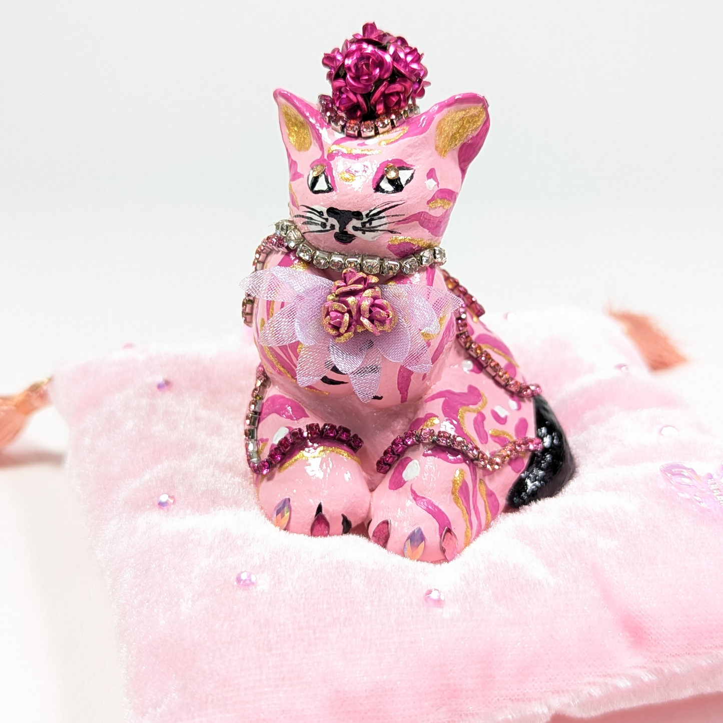 Cat Figure Hand Painted Sculpture