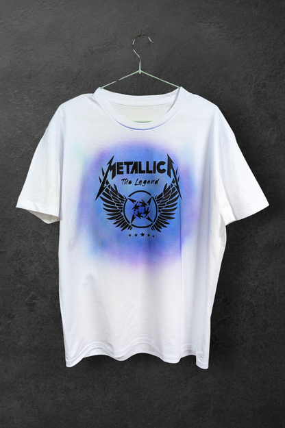 Hand-Painted Oldschool Airbrush Metallica T-Shirt | Custom Unisex Retro Art Tee | Unique Streetwear Design