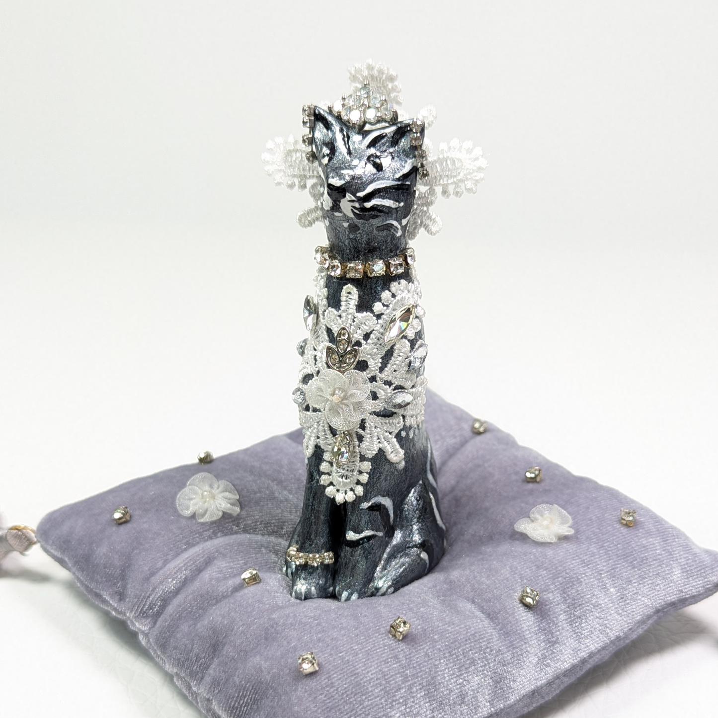 Cat Figure Hand Painted Sculpture