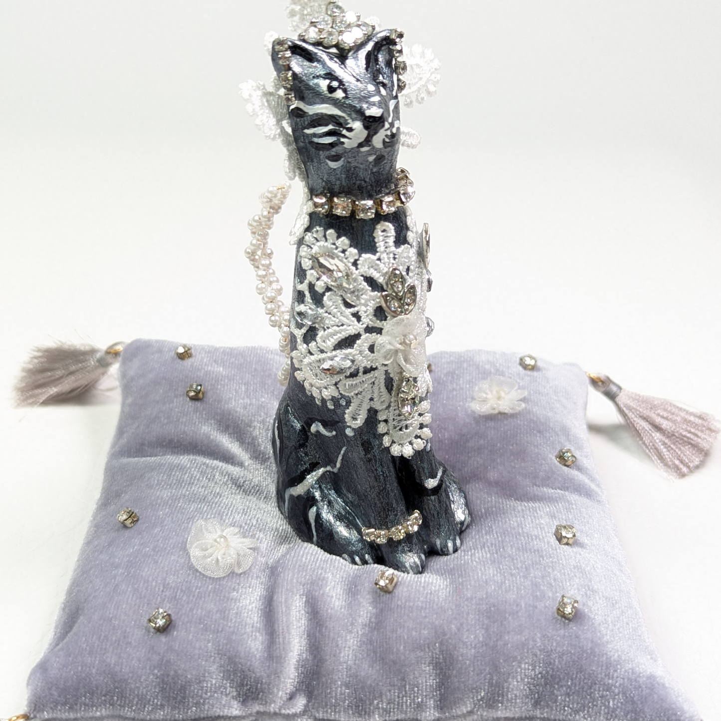 Cat Figure Hand Painted Sculpture