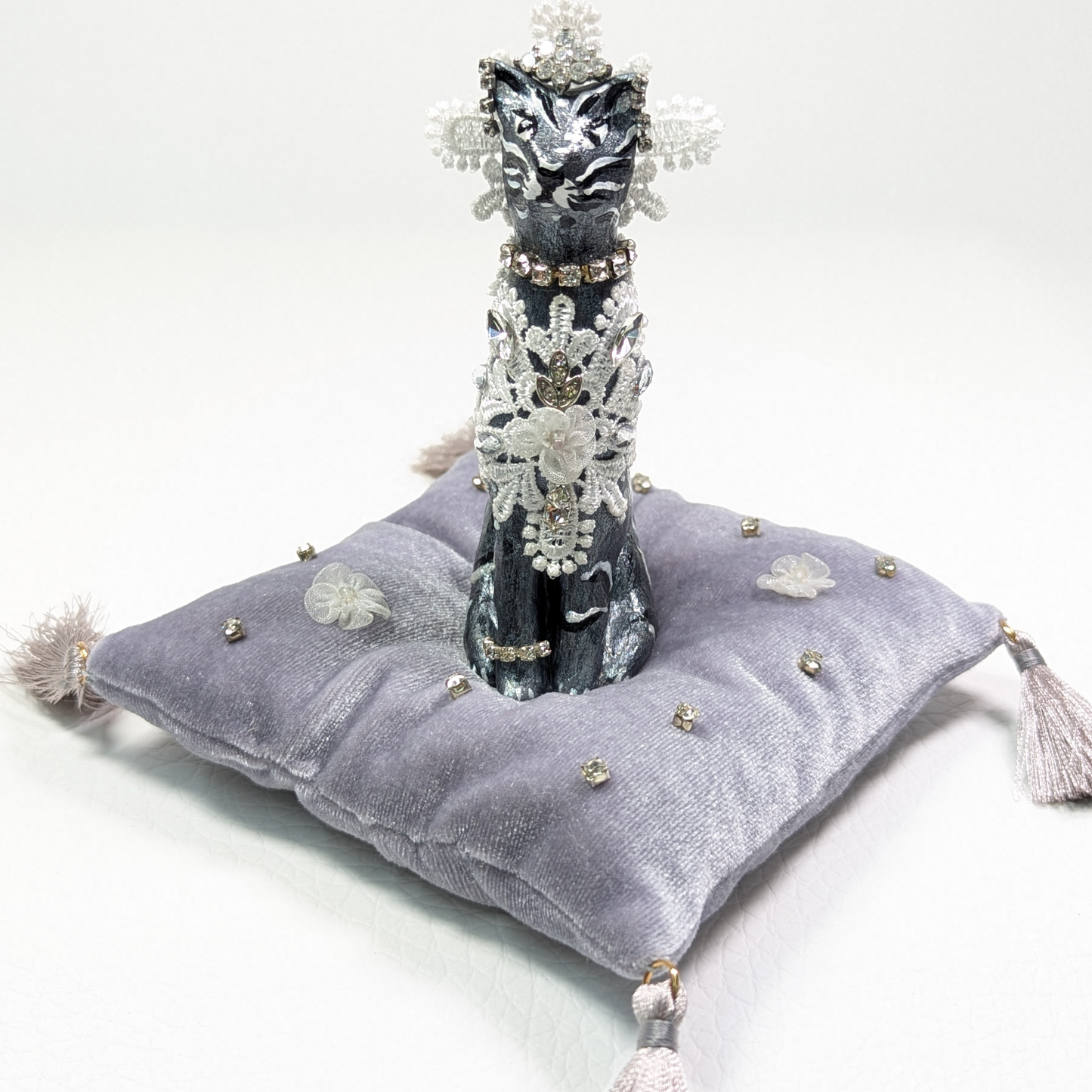 Cat Figure Hand Painted Sculpture