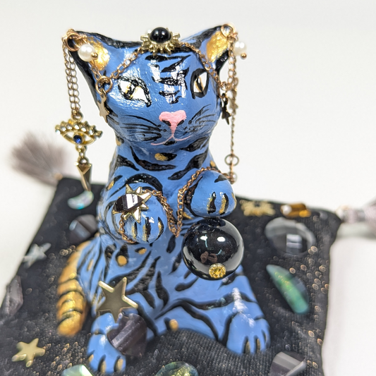 Cat Figure Hand Painted Sculpture
