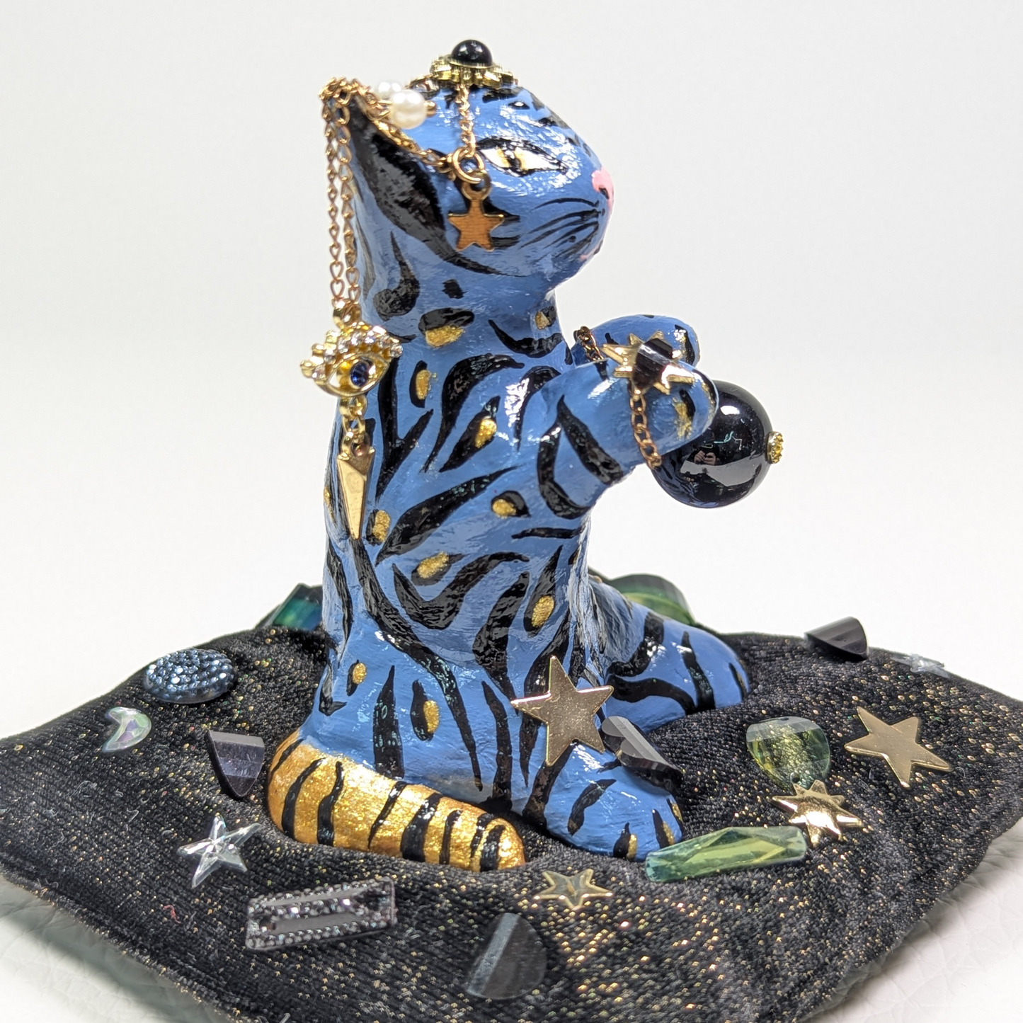 Cat Figure Hand Painted Sculpture