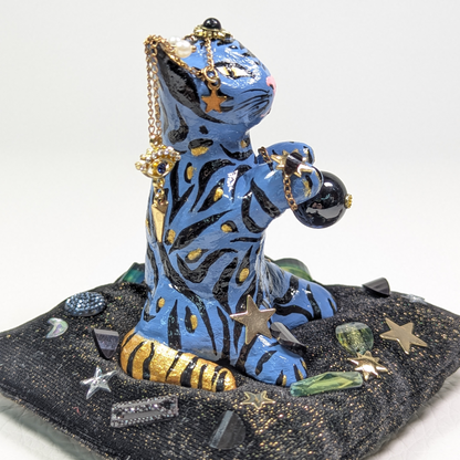 Cat Figure Hand Painted Sculpture