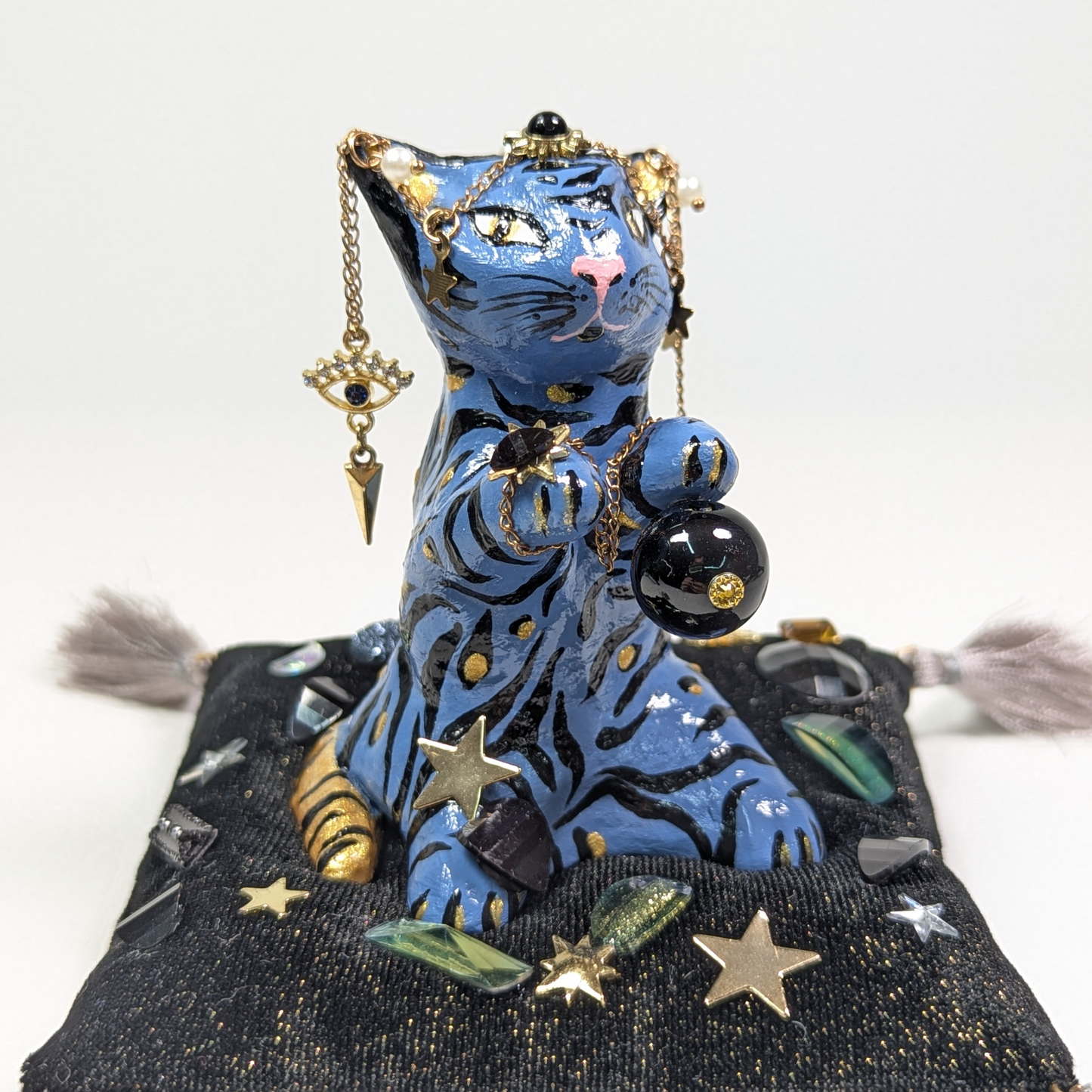 Cat Figure Hand Painted Sculpture