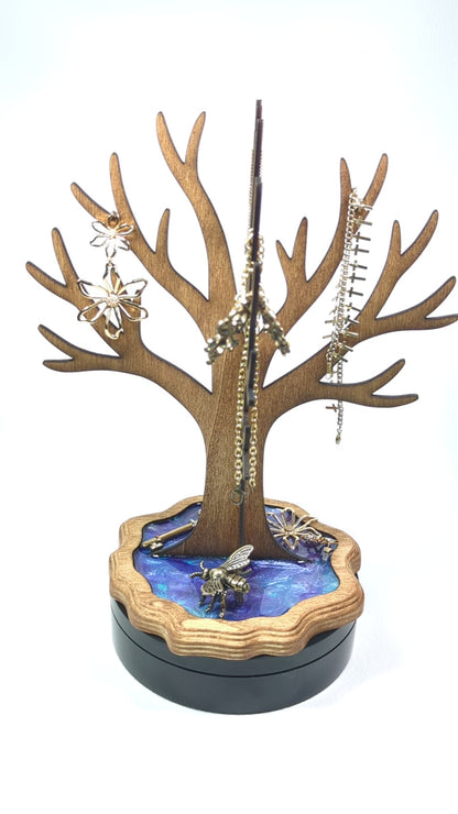 Handmade Wood Epoxy Jewelry Stand