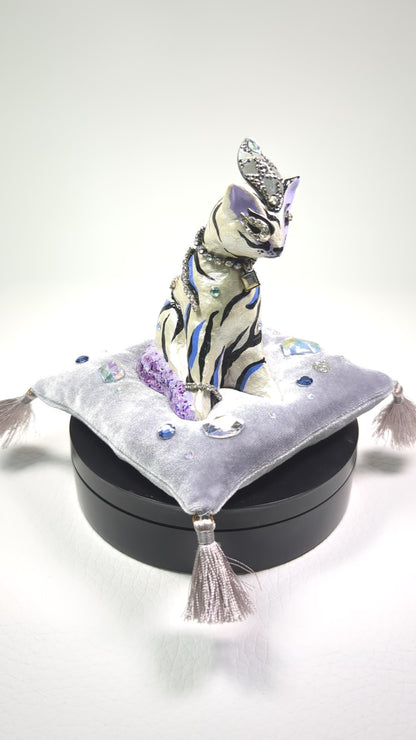 Cat Figure Hand Painted Sculpture