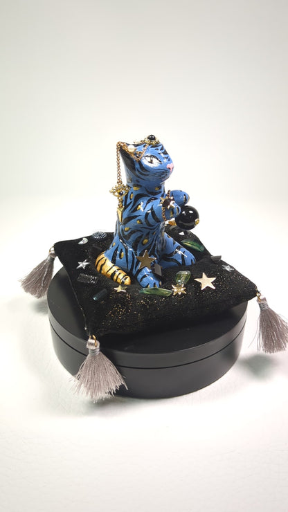 Cat Figure Hand Painted Sculpture