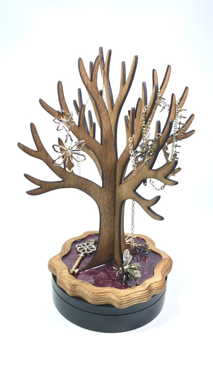 Handmade Wood Epoxy Jewelry Stand
