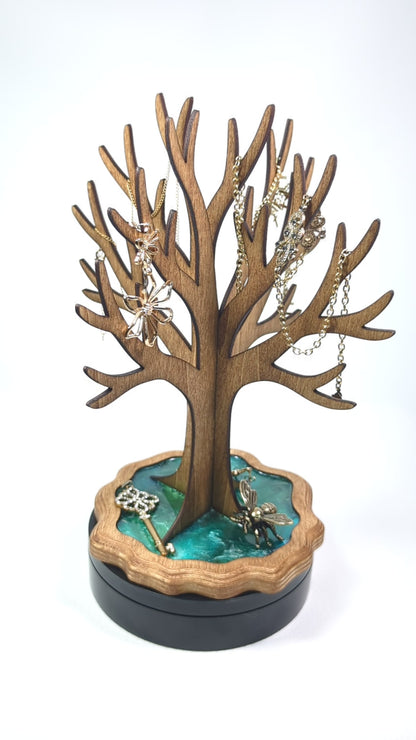 Handmade Wood Epoxy Jewelry Stand